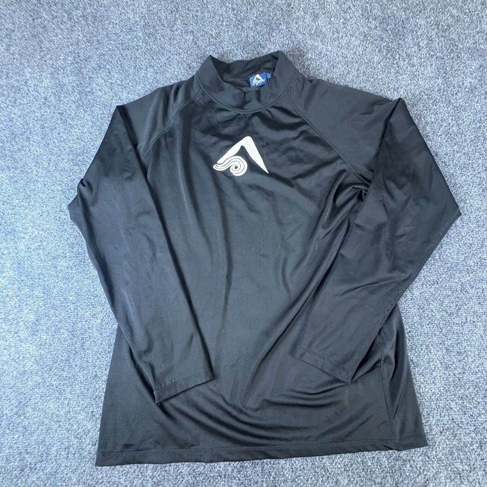 Kanu Surf Rash Guard Top Mens XL Black Logo Graphic Raglan Sleeve Activewear